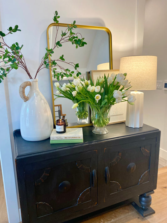 Refinished Vintage Ornate Entry Cabinet