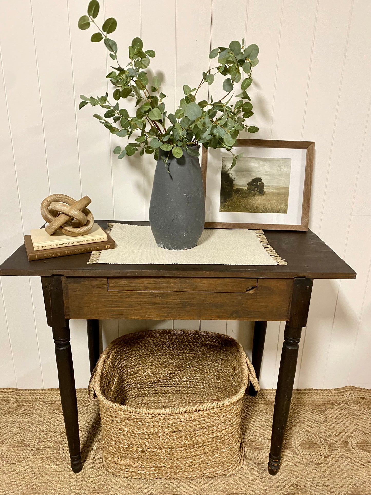 Vintage Small Brown Farm Table - perfect for small entry console