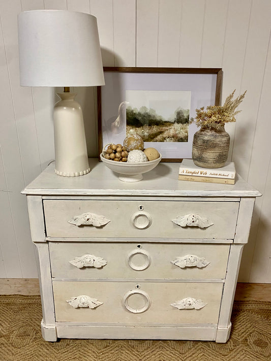 Vintage White Chic Small dresser or large nightstand