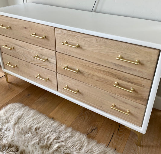 Vintage Refinished Oak Dresser 6 drawer