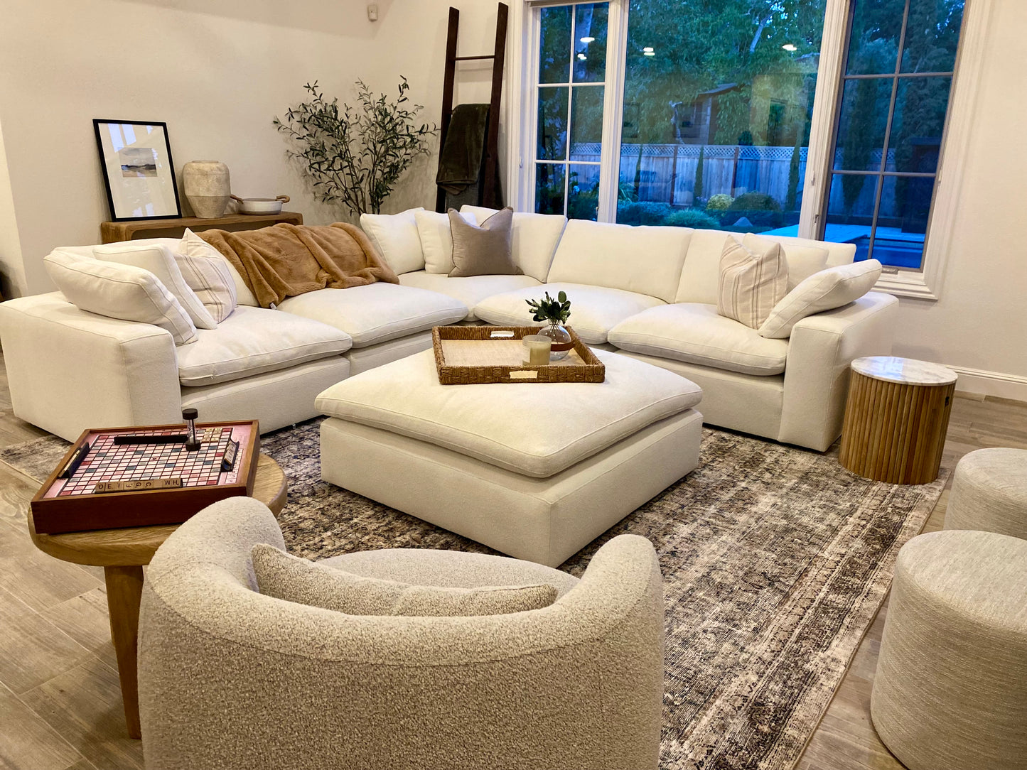 Stunning Custom White Performance Sectional - Cloud Couch Design 124 x 124"