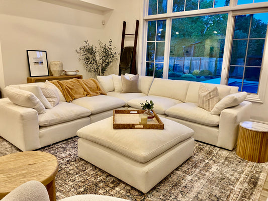 Stunning Custom White Performance Sectional - Cloud Couch Design 124 x 124"