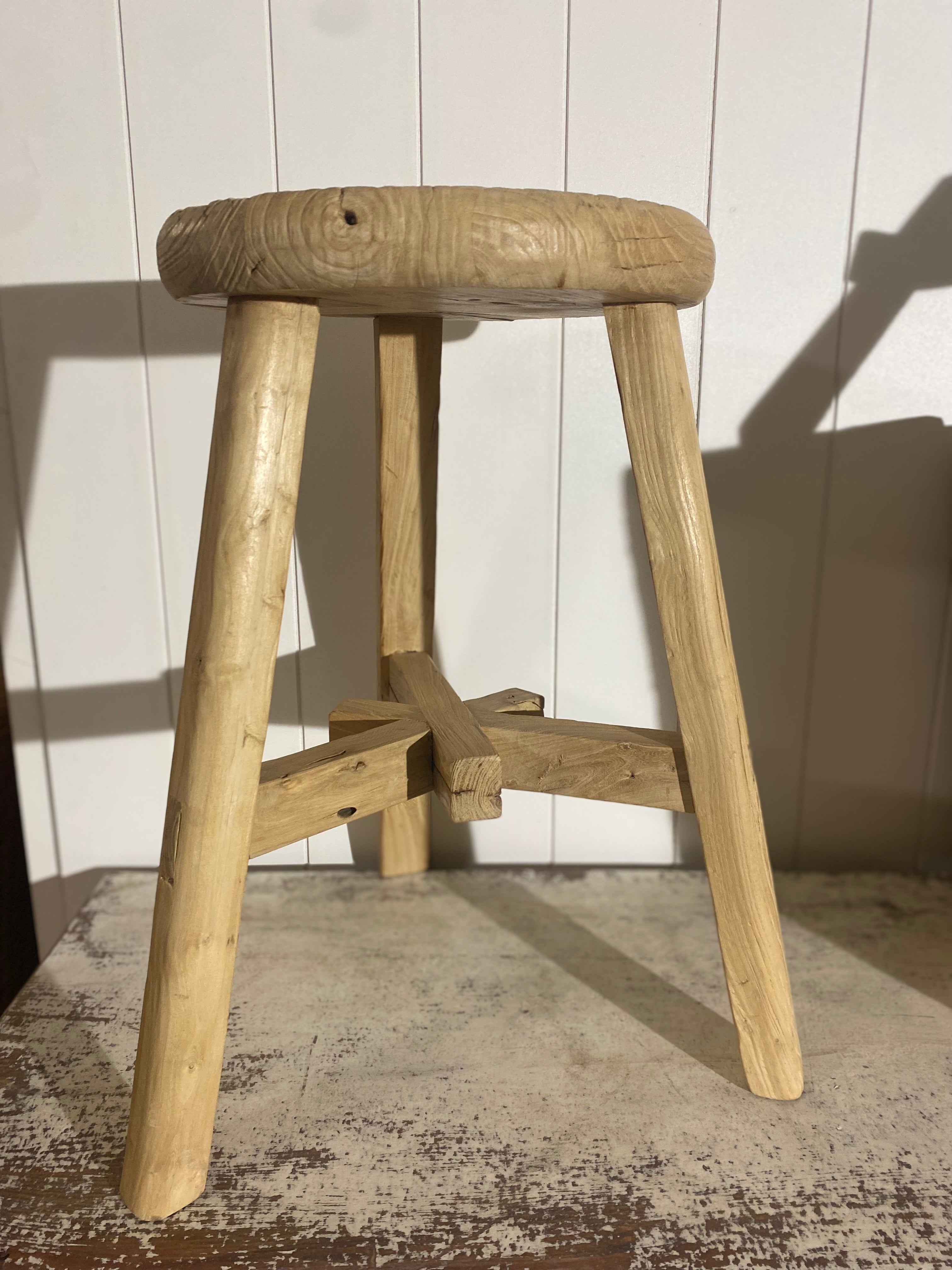 Vintage Reclaimed Elm Wood newest Mini Stool