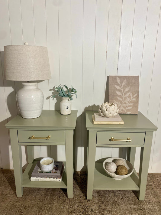 Stunning Pale Green Nightstand Pair