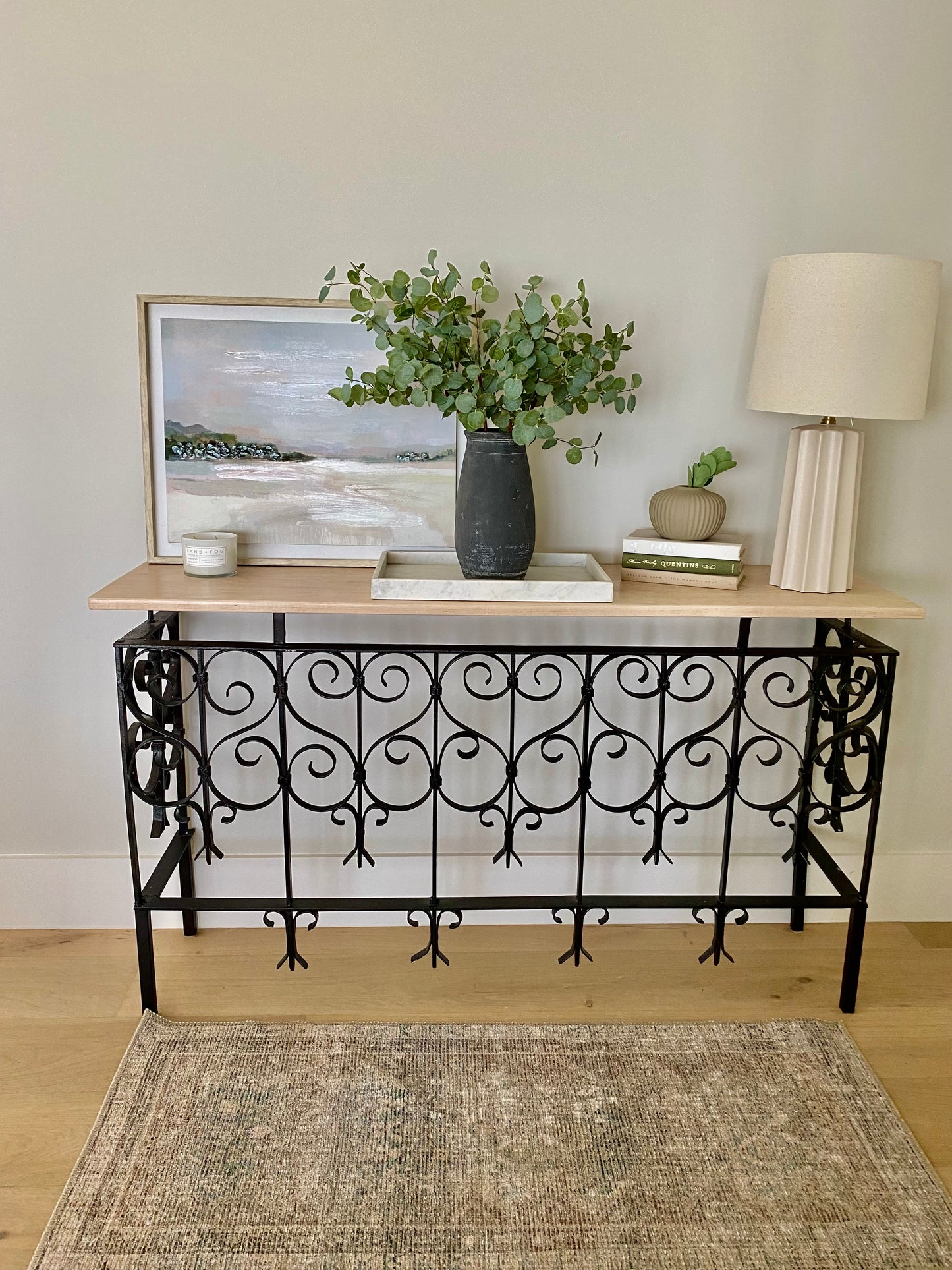 Stunning Reclaimed Iron Base Console Table