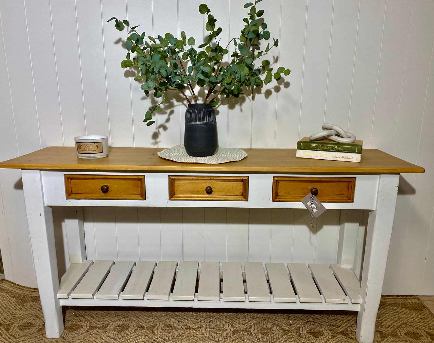 Refinished Pine Console Table