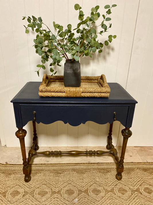 Vintage Refinished Navy Console Table