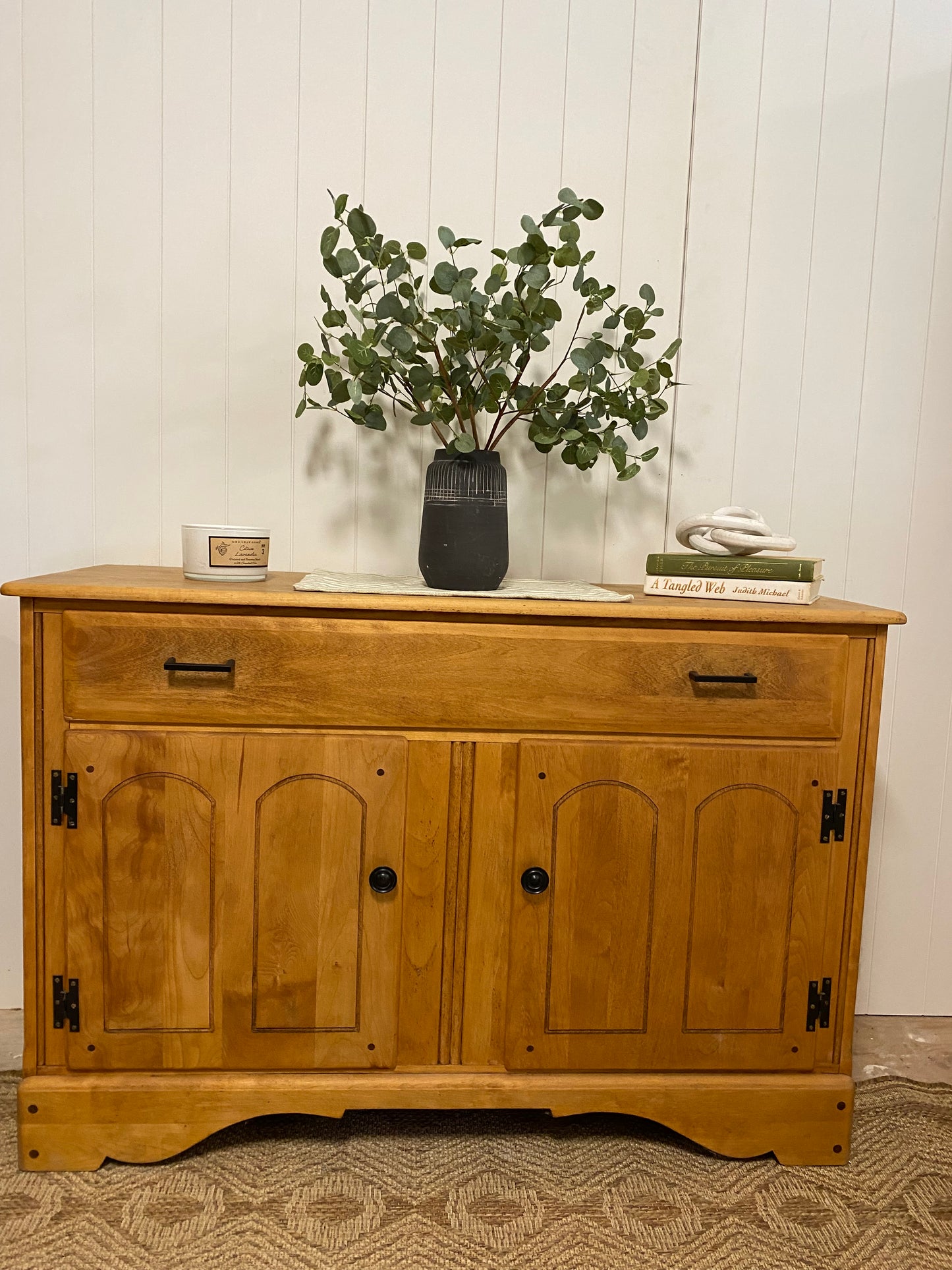 Vintage pine Refinished Sideboard Cabinet